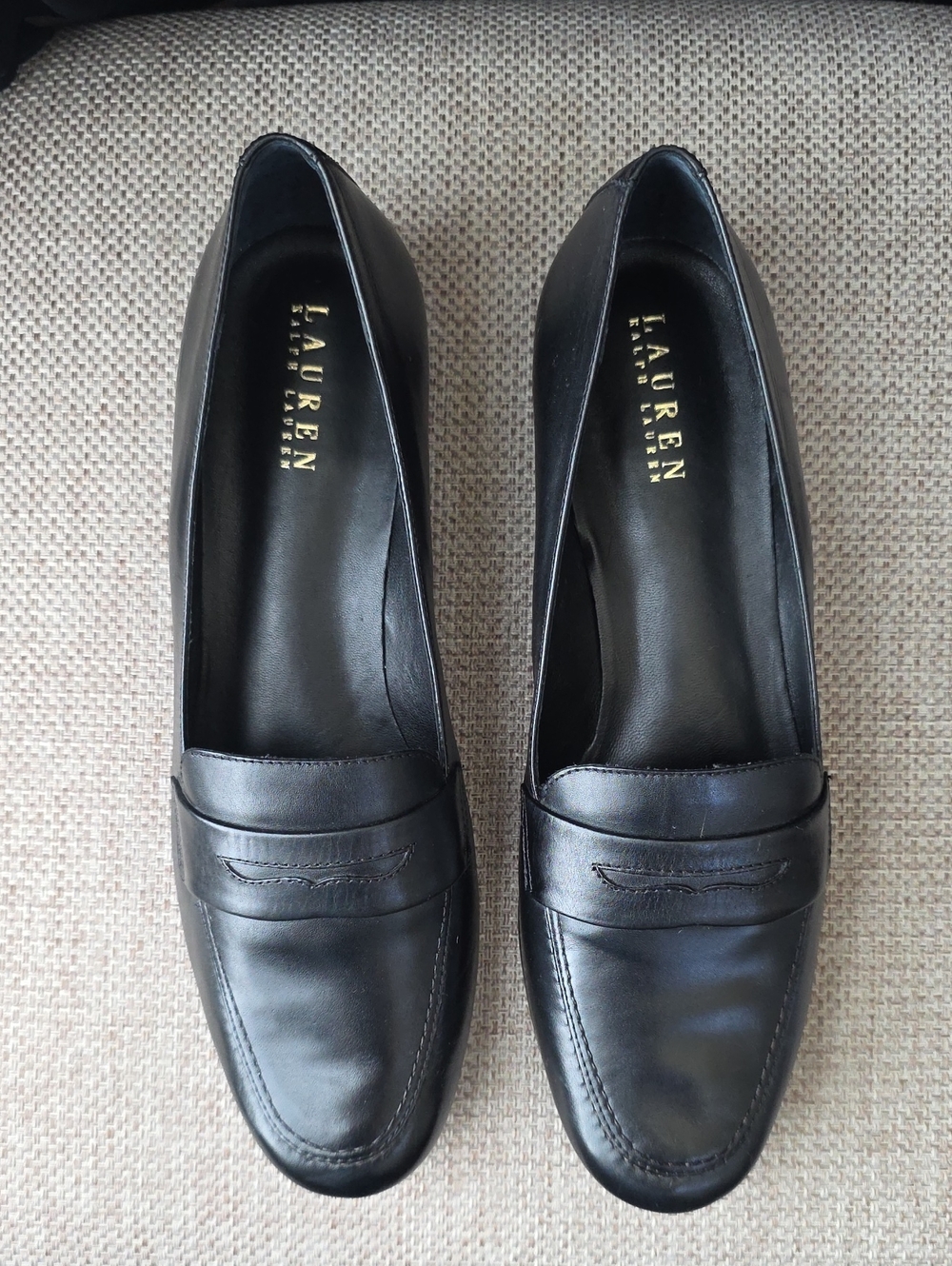NWT Lauren Ralph Lauren Jonelle Black Leather Women's Penny Loafers Sz 10